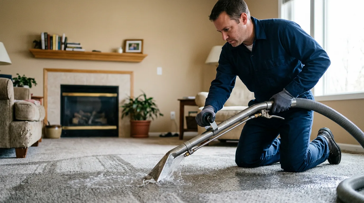Water damage restoration technician working near Warren, VT